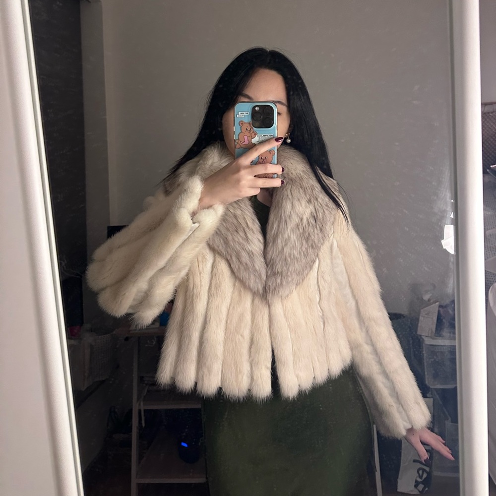 Beautiful real fox and mink leather jacket